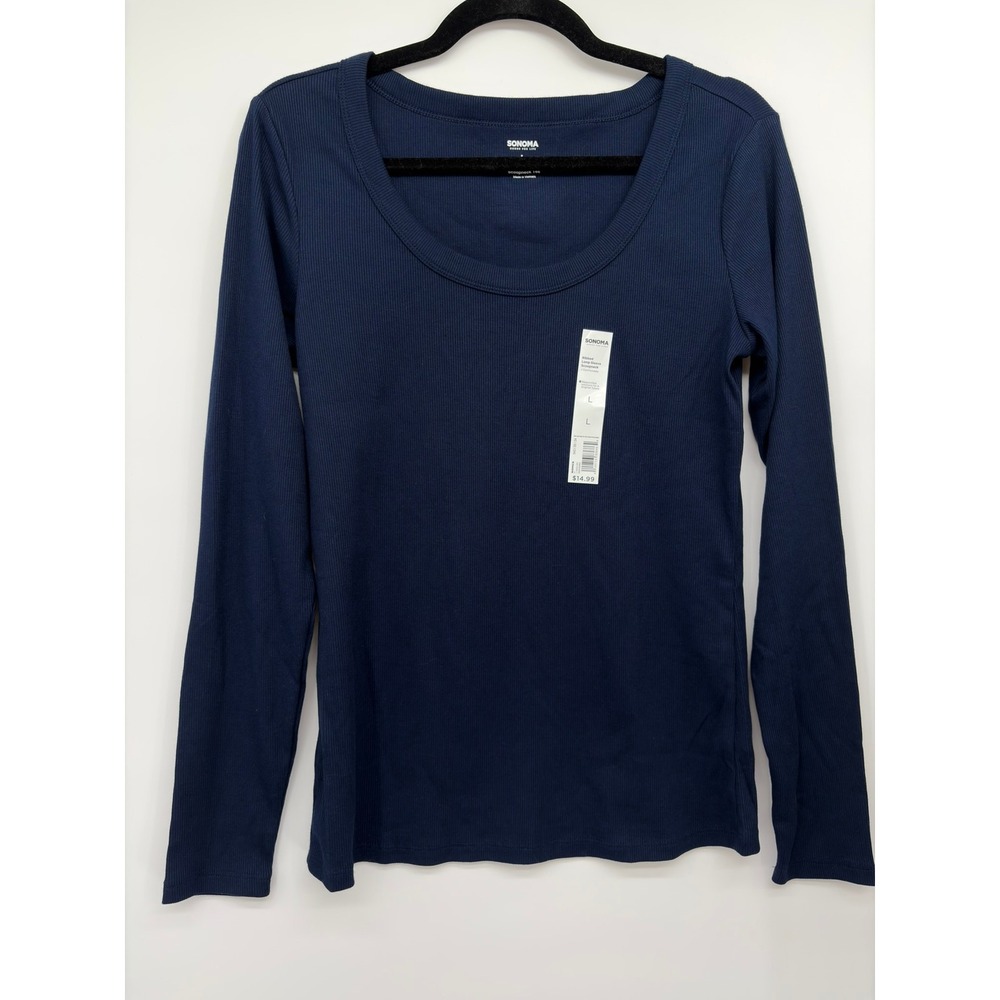 Sonoma Goods for Life Women's Long Sleeve Top Lot of 2 Large Ribbed V-Neck NWT - Picture 7 of 12